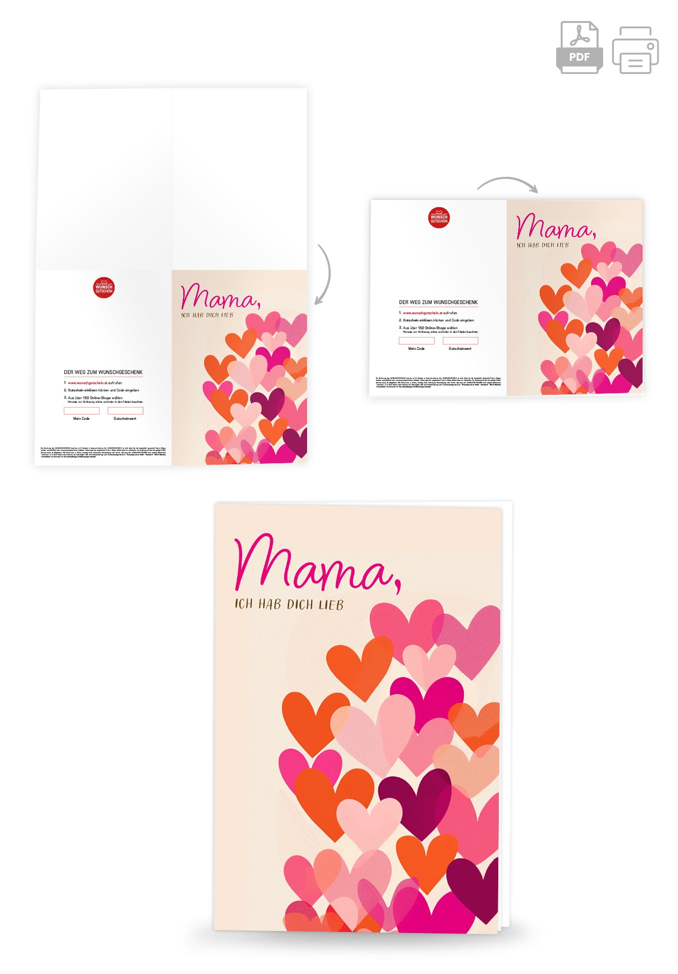 Mama ich hab dich lieb - Herzen Pink Orange