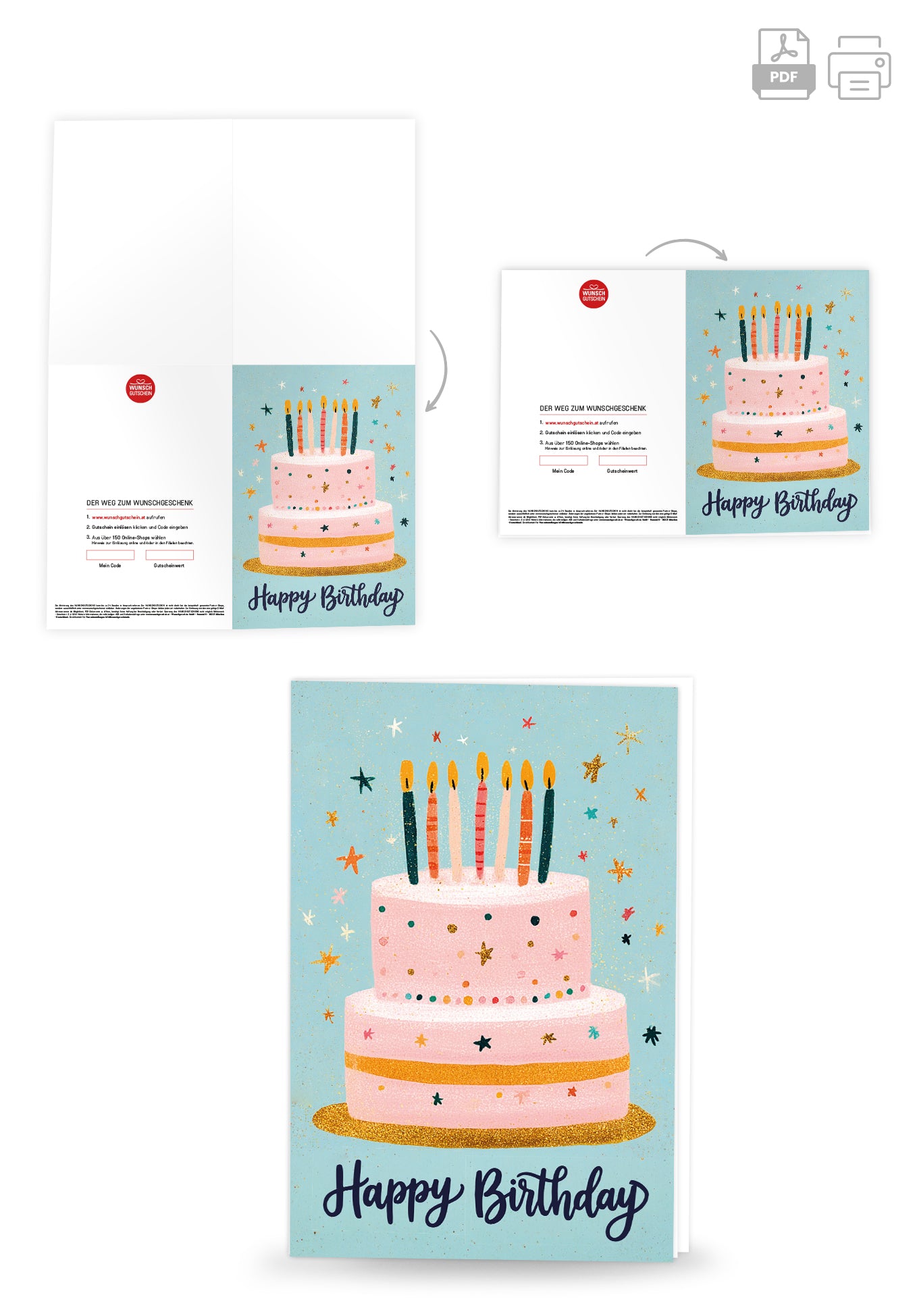 Happy Birthday - Torte Blau Pink PDF