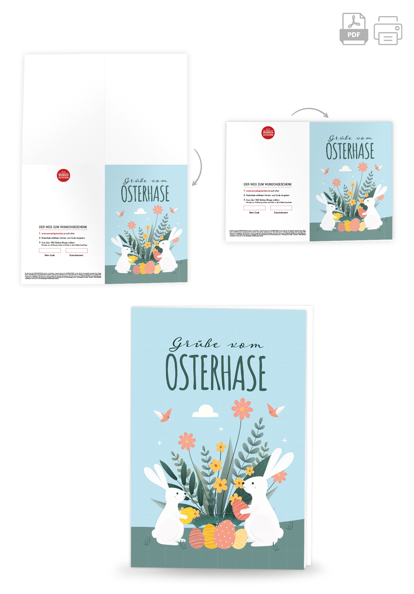 Grüße vom Osterhasen - Hase und Blumen PDF