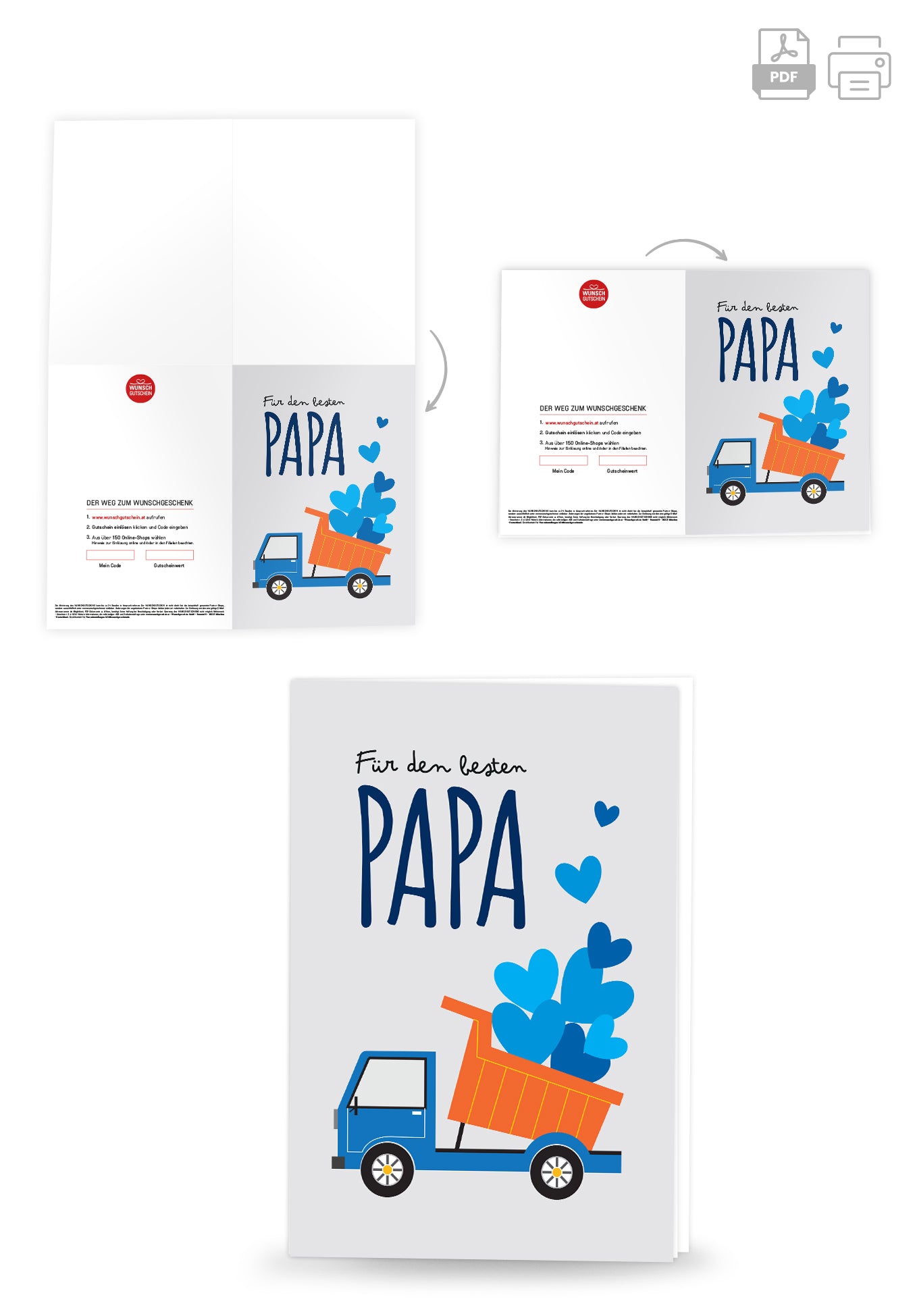 Für den besten Papa - Laster Herzen Grau