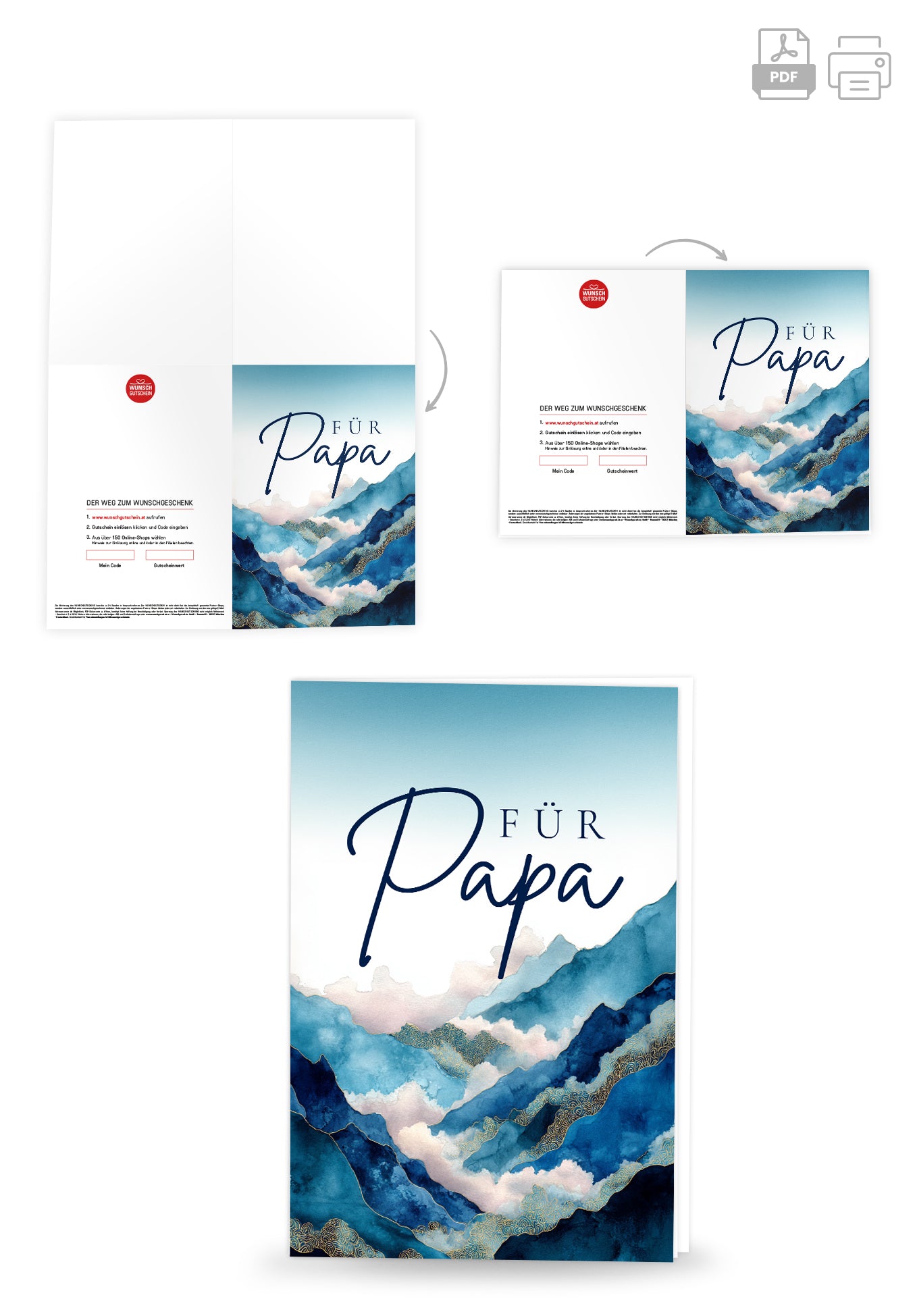 Für Papa - Berge Blau