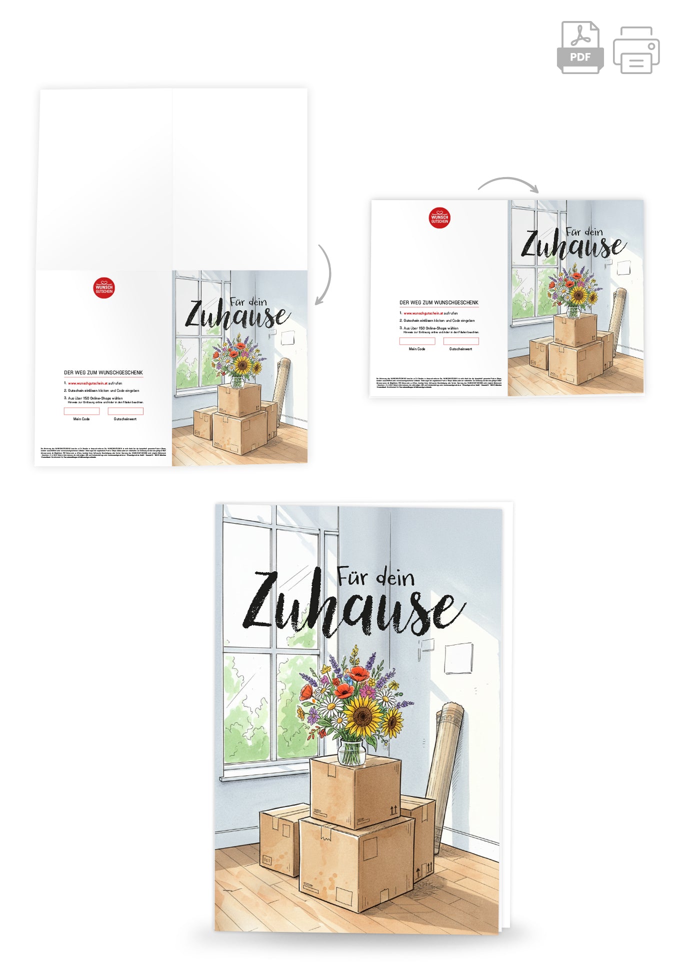 Für dein Zuhause - Blumenstrauß und Kartons