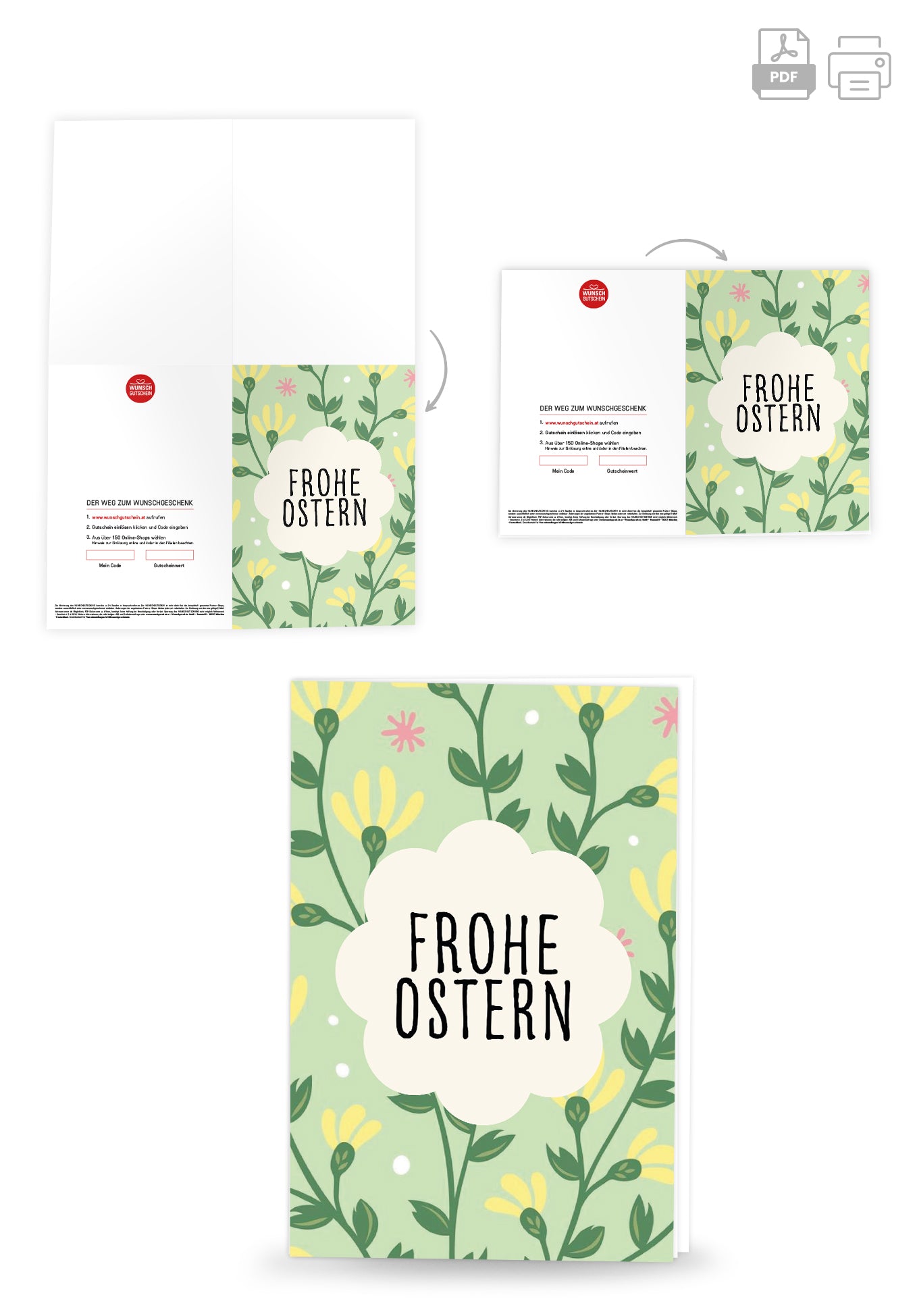 Frohe Ostern - Blumenmuster Grün