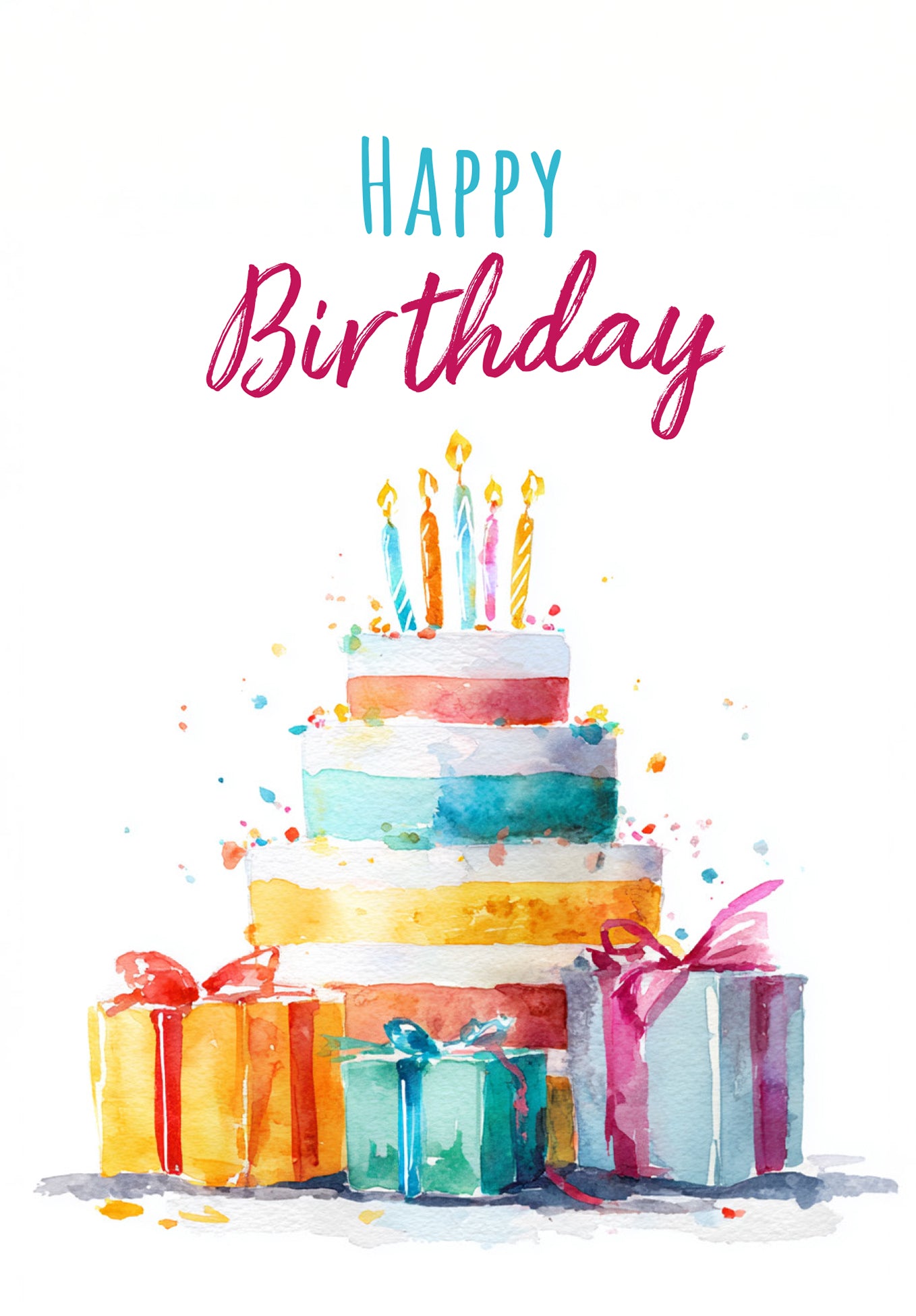 Happy Birthday - Torte Aquarell
