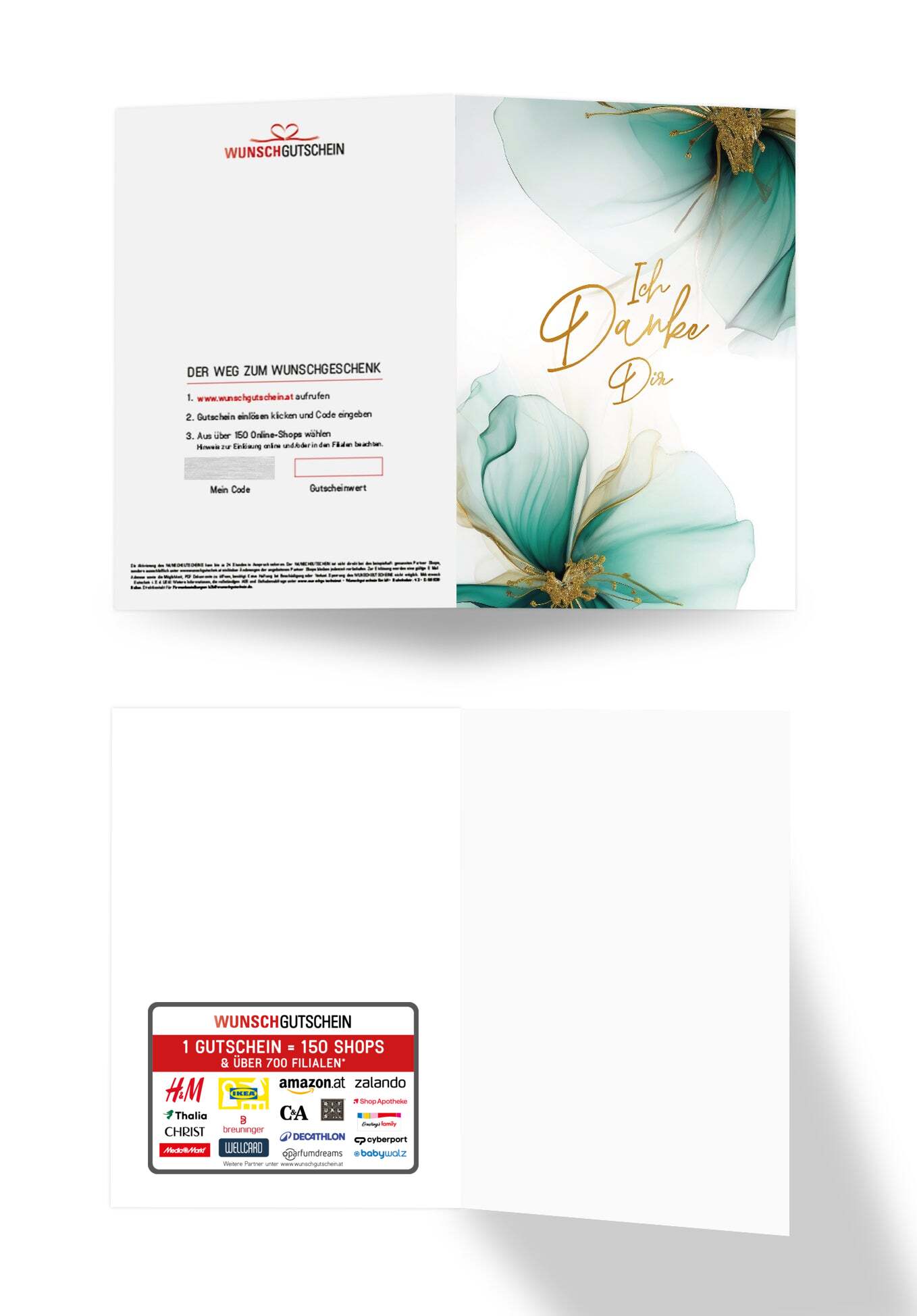 Ich Danke Dir - Blumen Grün Gold