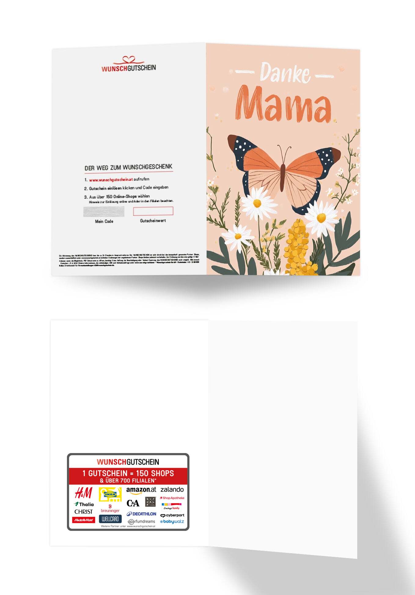Danke Mama - Schmetterling Orange (Gutscheinwert)