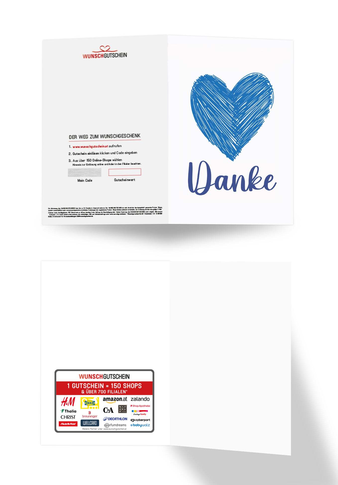 Danke - Herz Blau (Gutscheinwert)