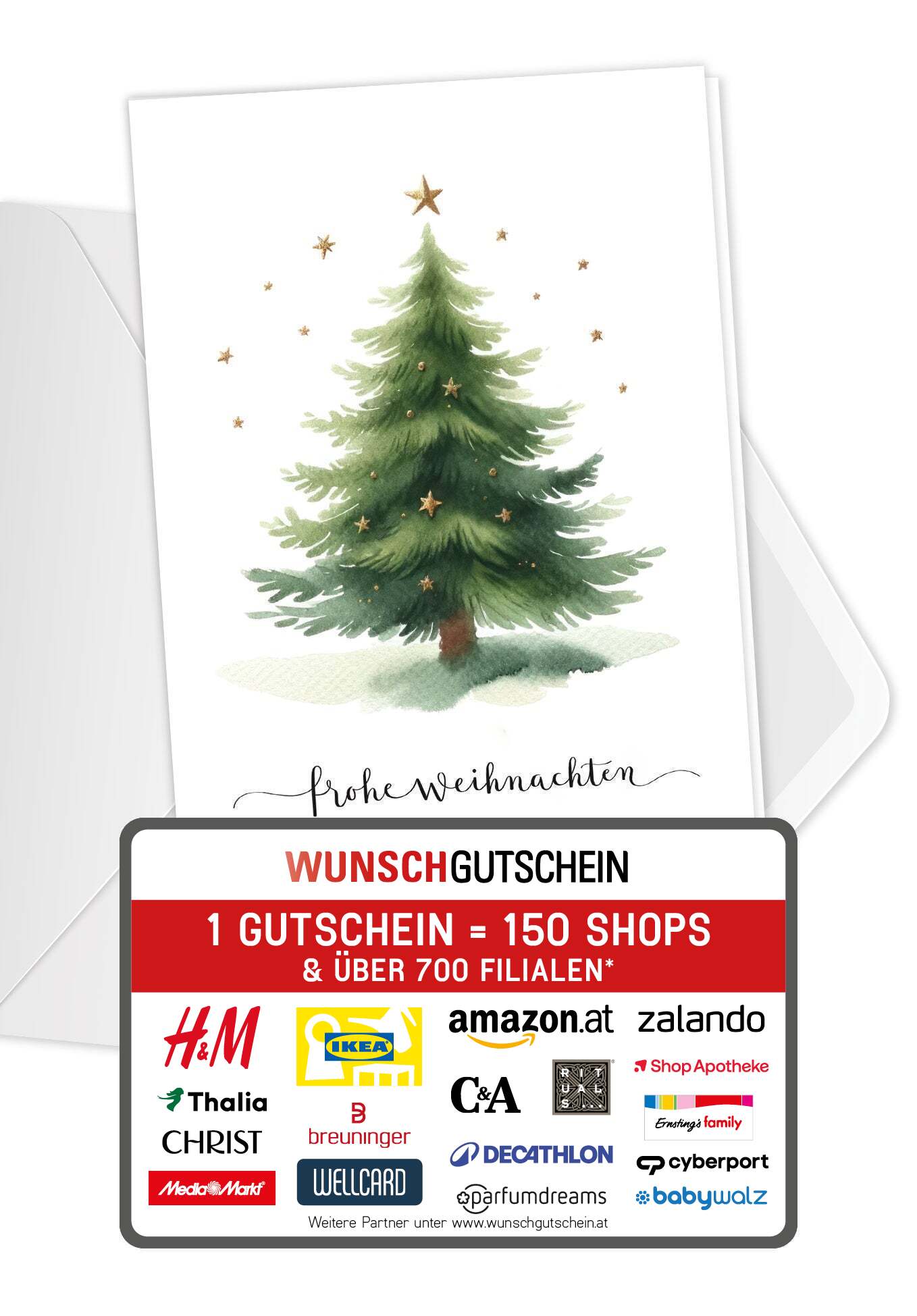 Frohe Weihnachen - Tannenbaum Sterne (Gutscheinwert)