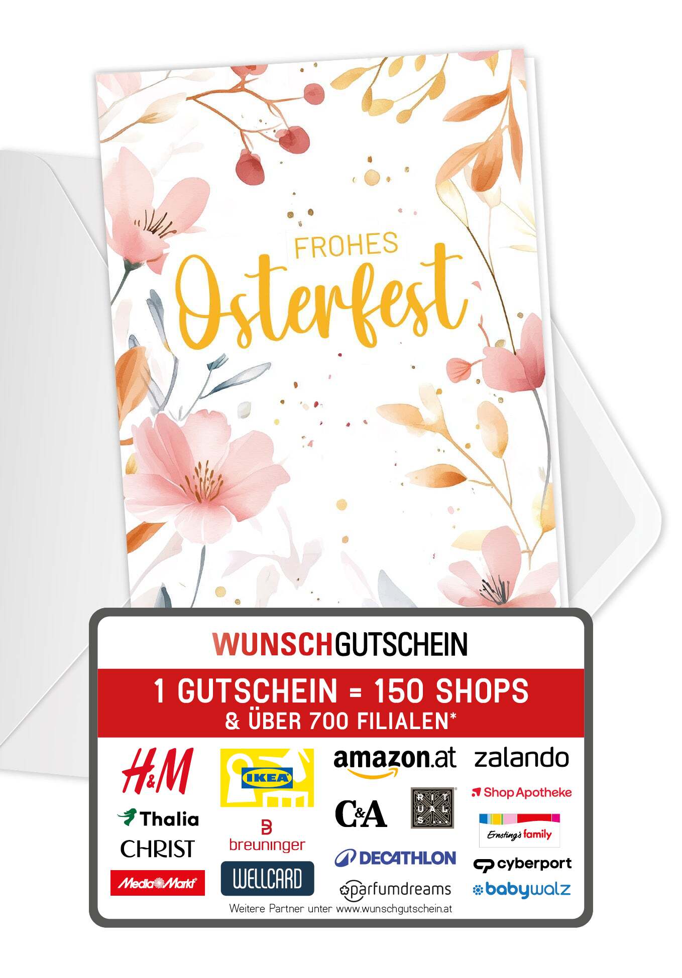 Frohes Osterfest - Aquarellblumen Rosa