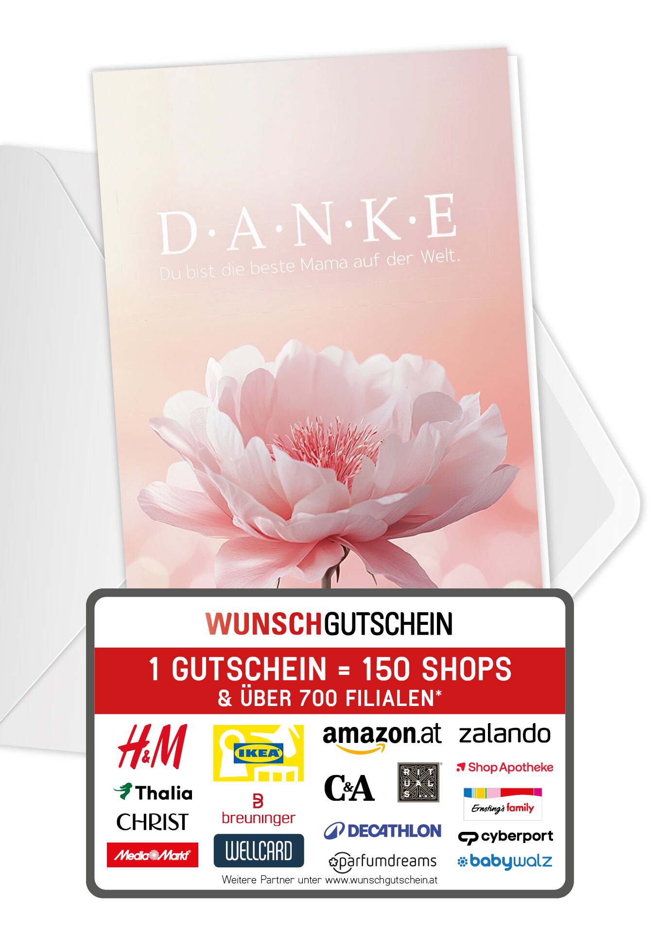 Danke Mama - Blume Rosa (Gutscheinwert)