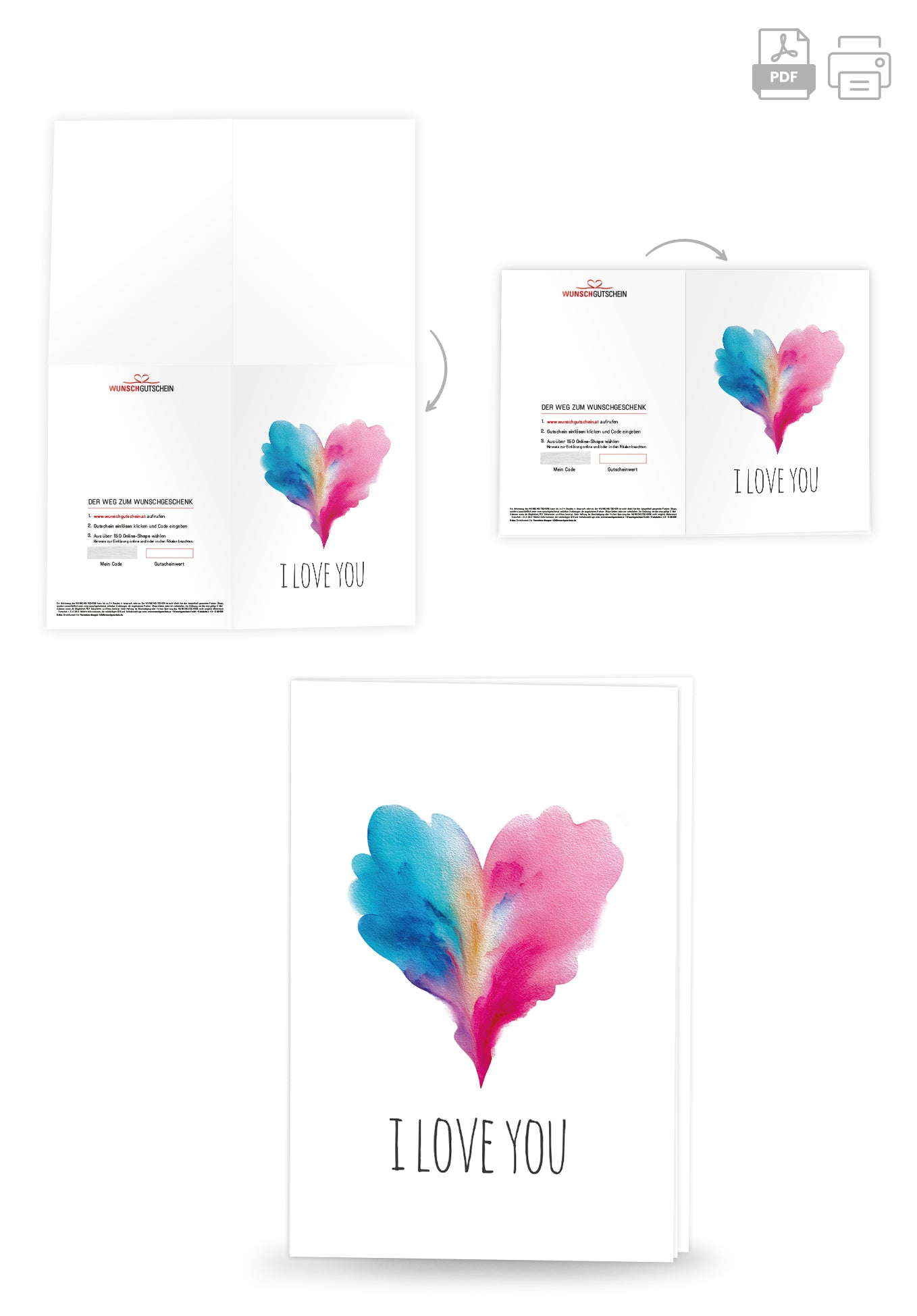 I love you - Herz Blau-Pink