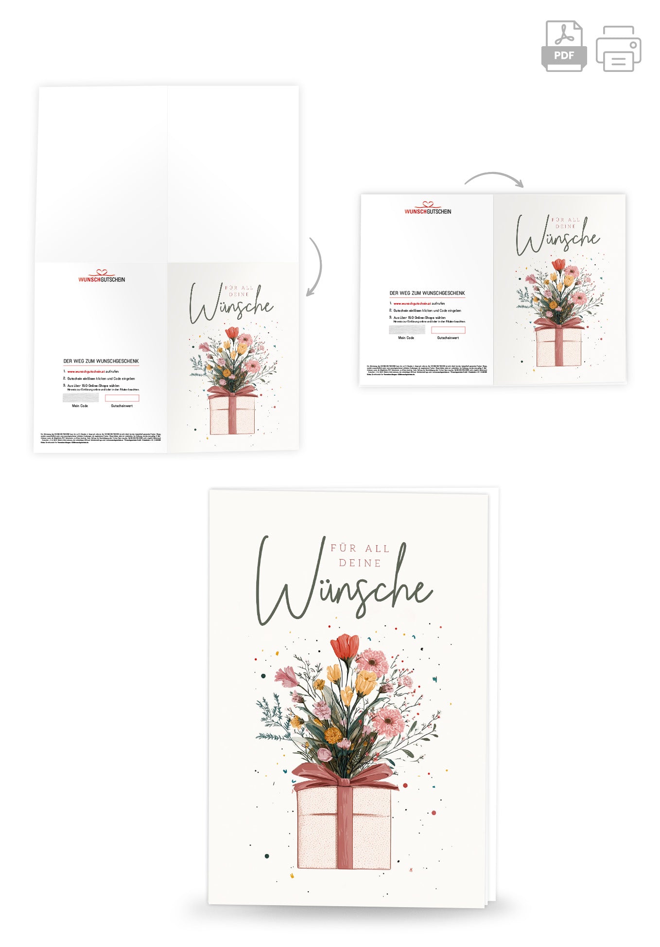 Für all deine Wünsche - Geschenk mit Blumen