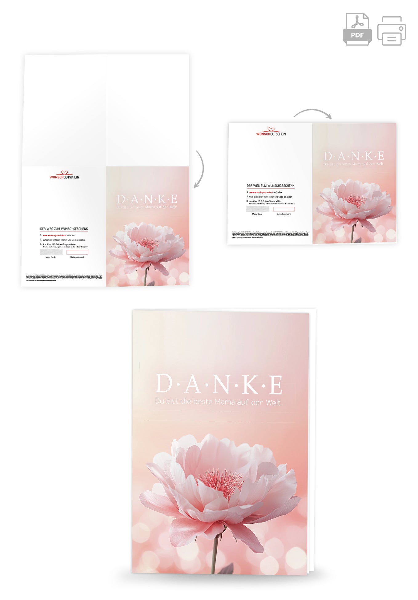 Danke Mama - Blume Rosa (Gutscheinwert)