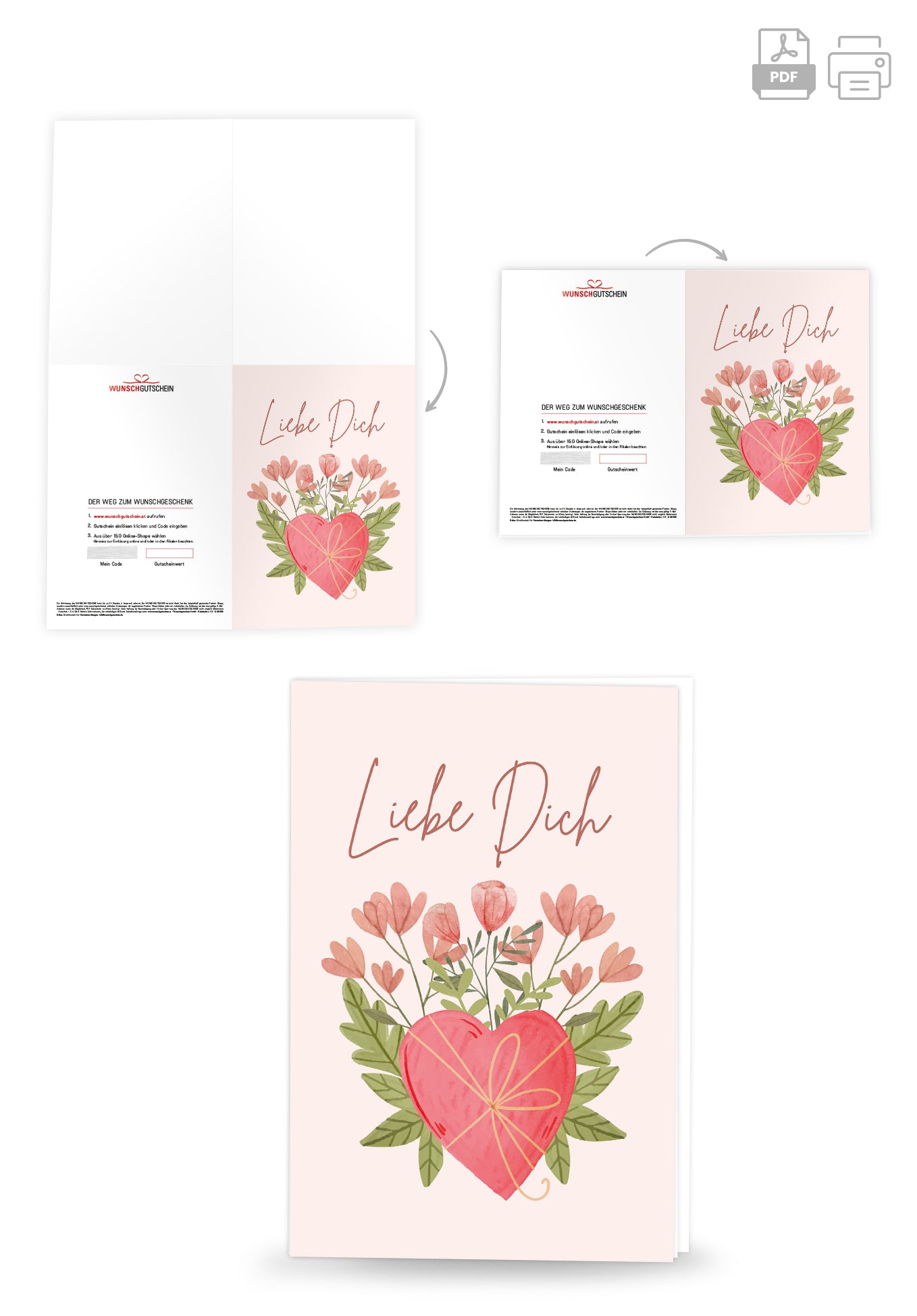 Liebe Dich - Herz mit Blumen