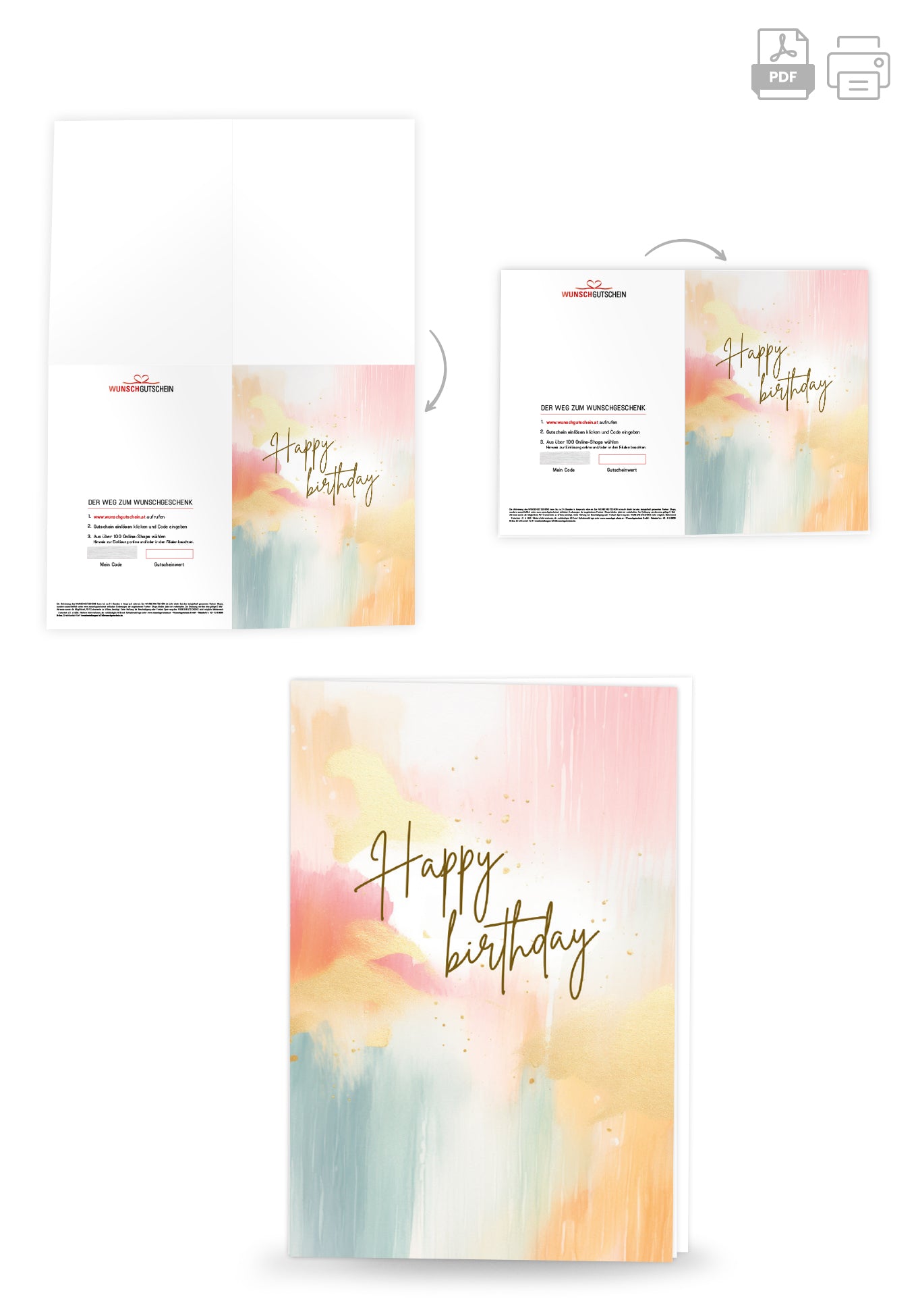 Happy Birthday - Aquarell bunt