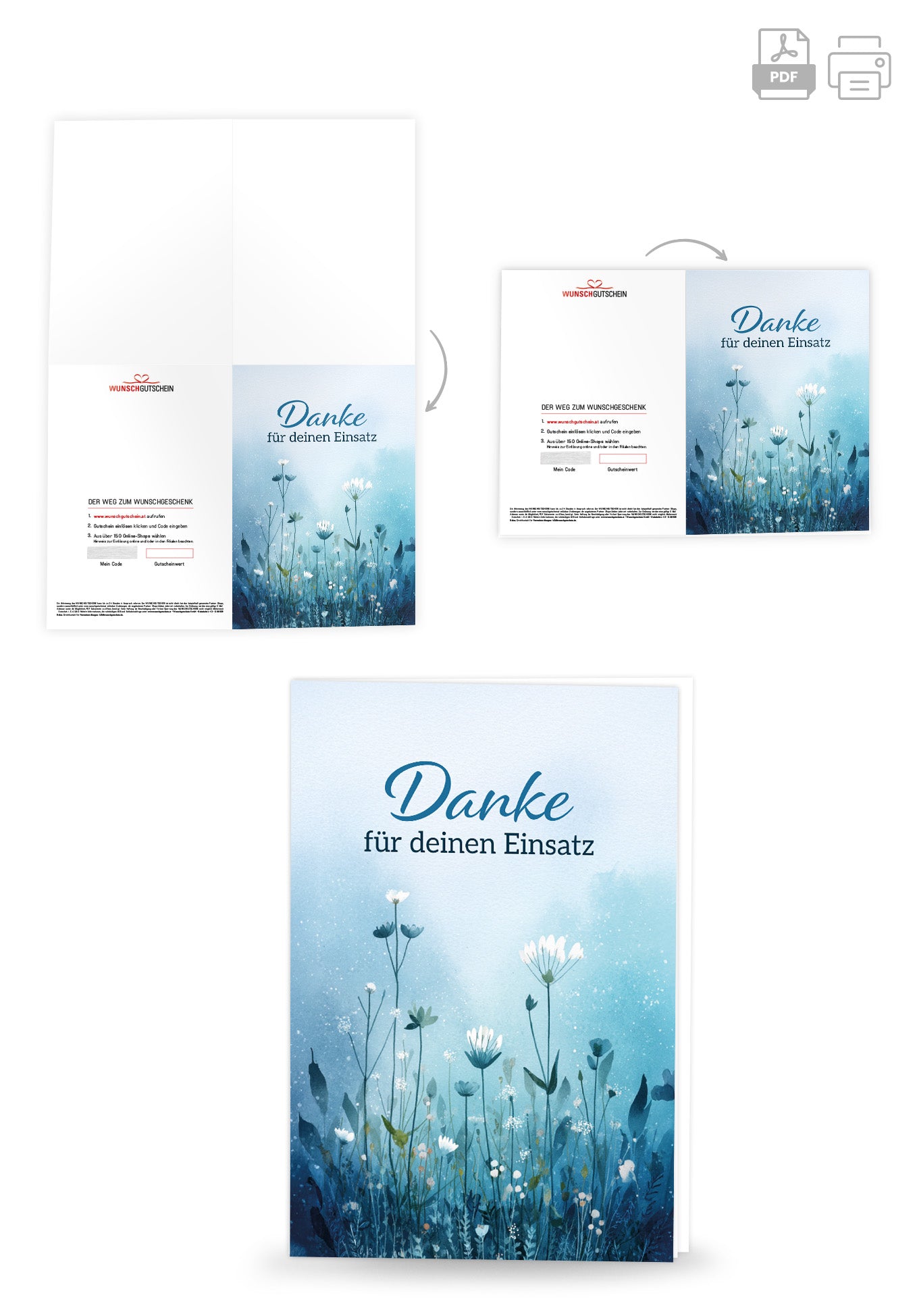 Danke für deinen Einsatz - Blumen Blau