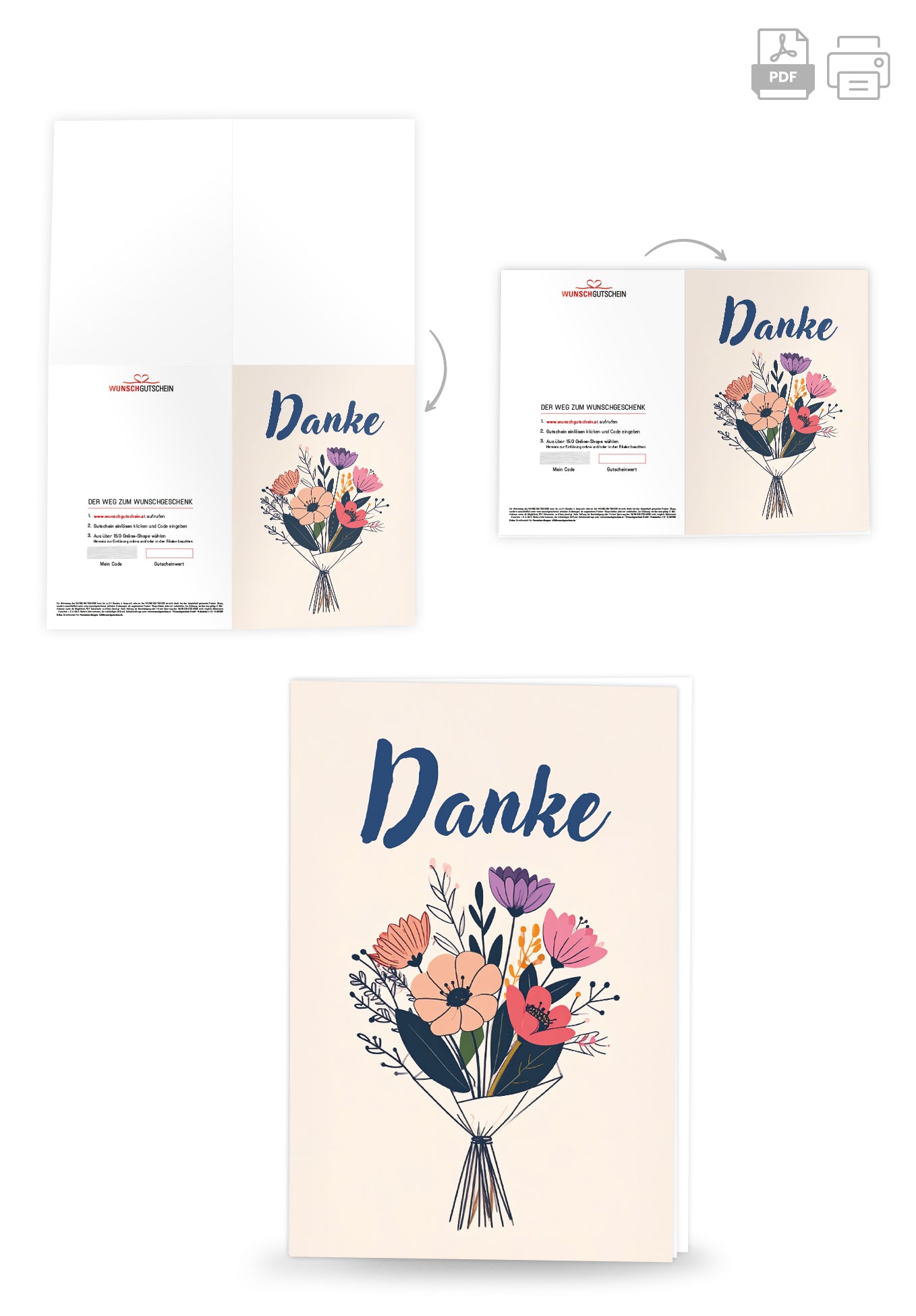 Danke - Blumenstrauß Beige (Gutscheinwert)