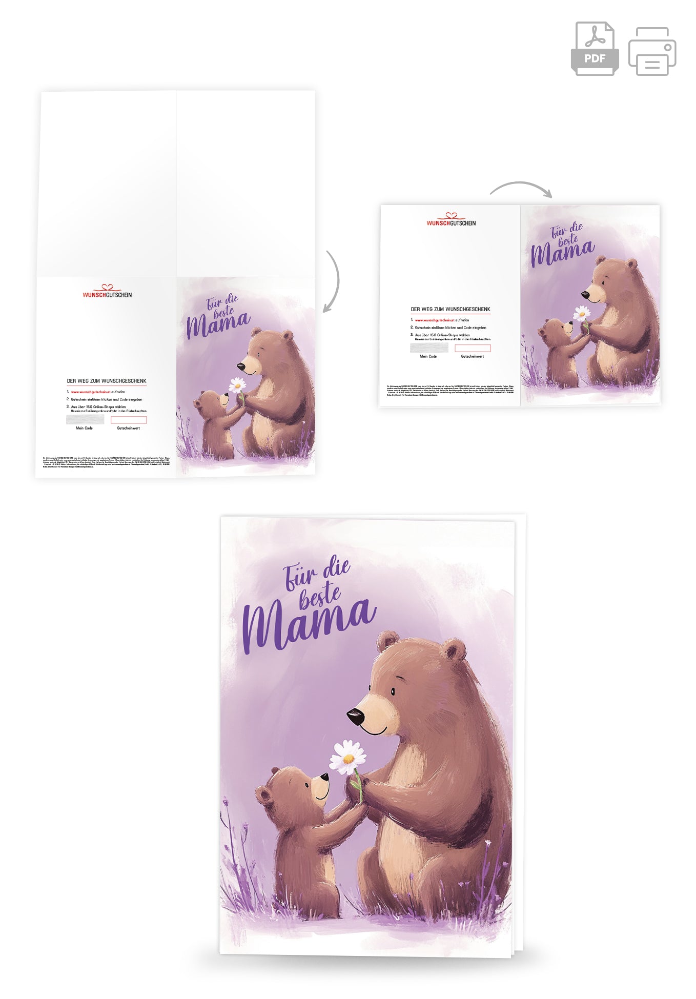 Für die beste Mama - Bären Lila