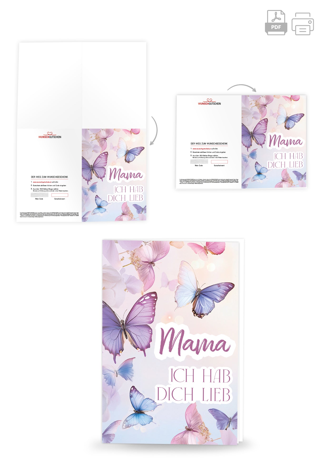 Mama hab dich lieb - Schmetterlinge Lila