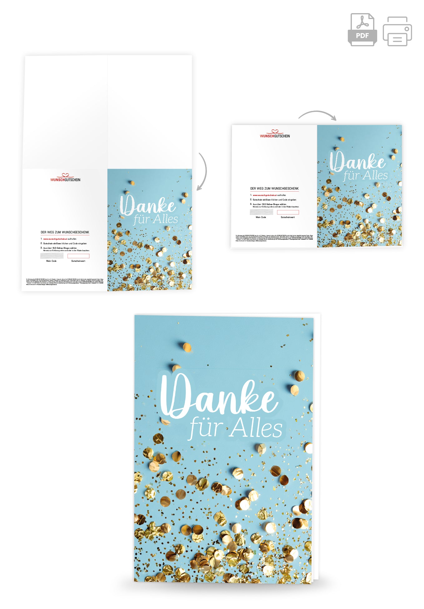 Danke für Alles - Konfetti Blau (Gutscheinwert)