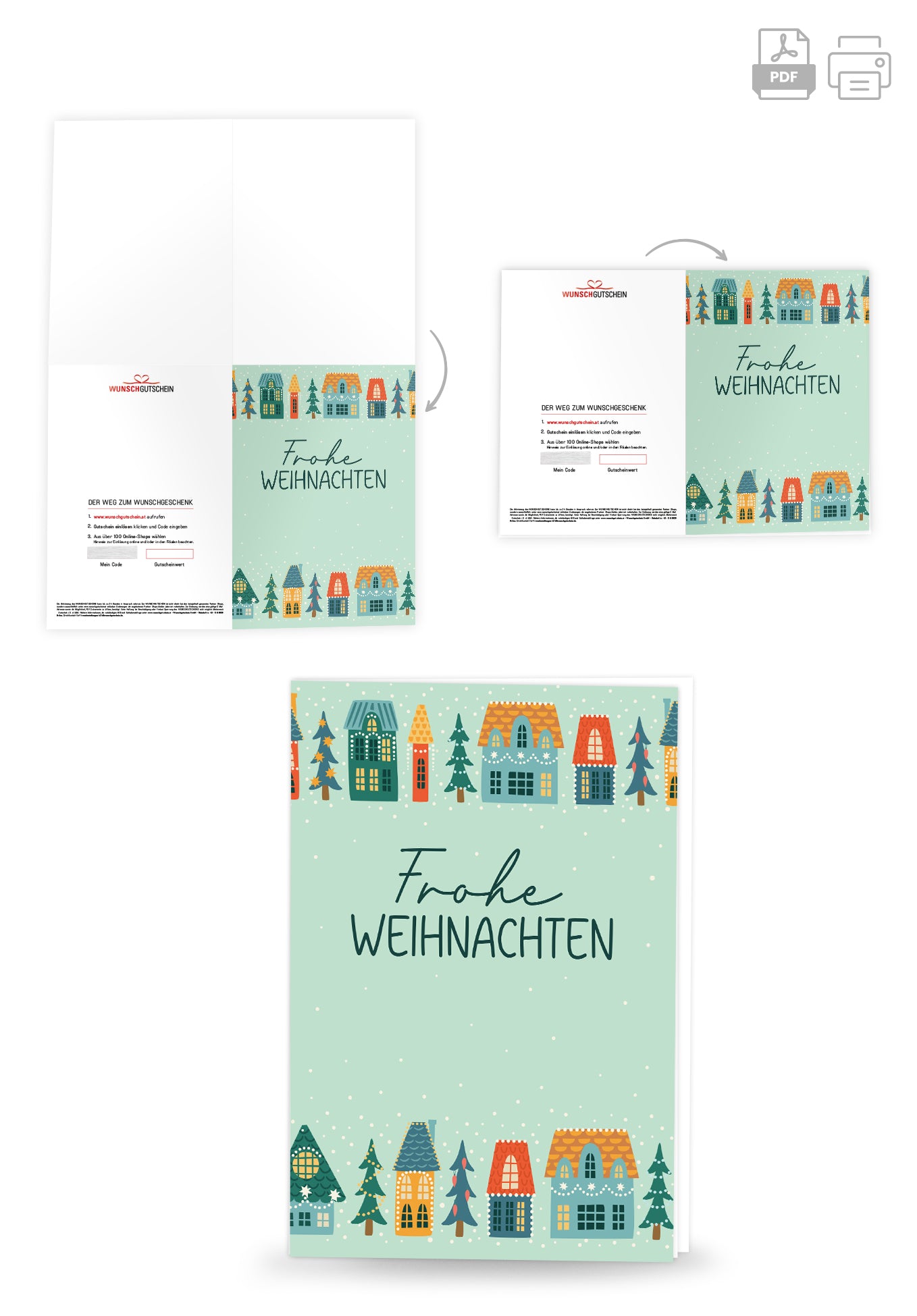 Frohe Weihnachten - Häuser Grün