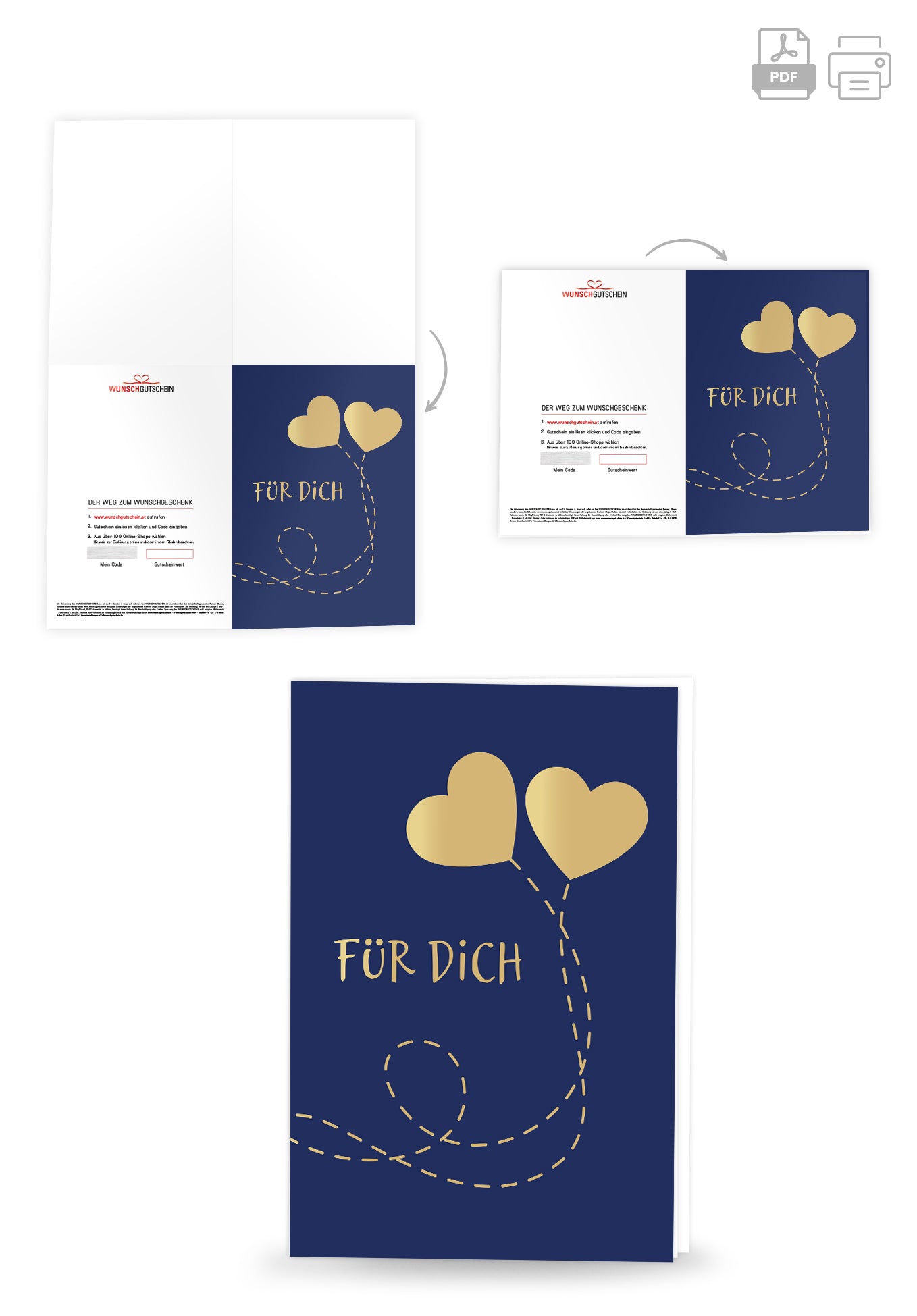Für Dich - Herzen Blau Gold