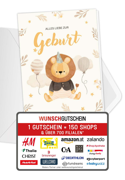 Alles Liebe zur Geburt - Löwe Beige