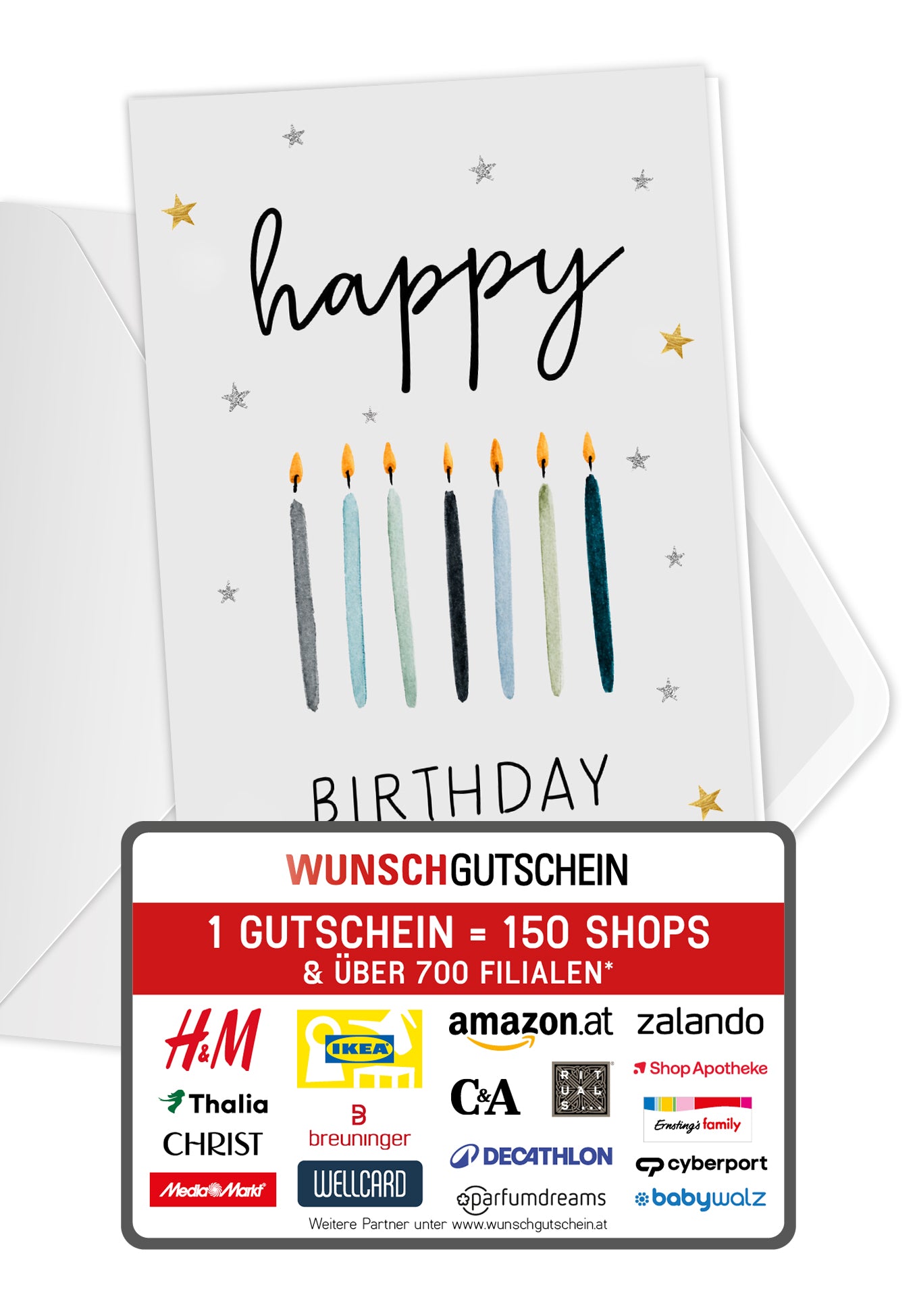 Happy Birthday - Kerzen Blau Sterne PDF
