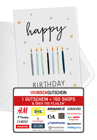 Happy Birthday - Kerzen Blau Sterne PDF
