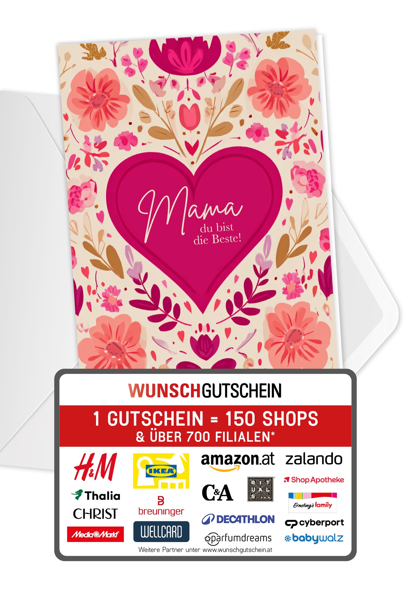 Mama du bist die Beste - Herz Blumenmuster