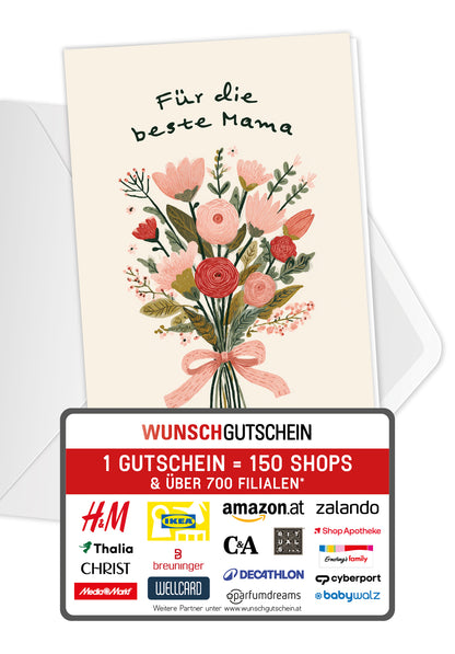 Für die beste Mama - Blumenstrauß Beige
