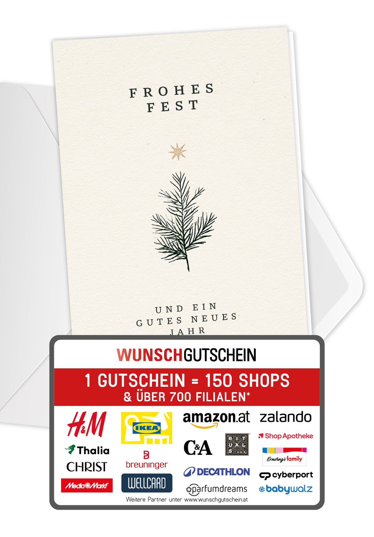 Frohes Fest und ein gutes neues Jahr - Zweig und Stern