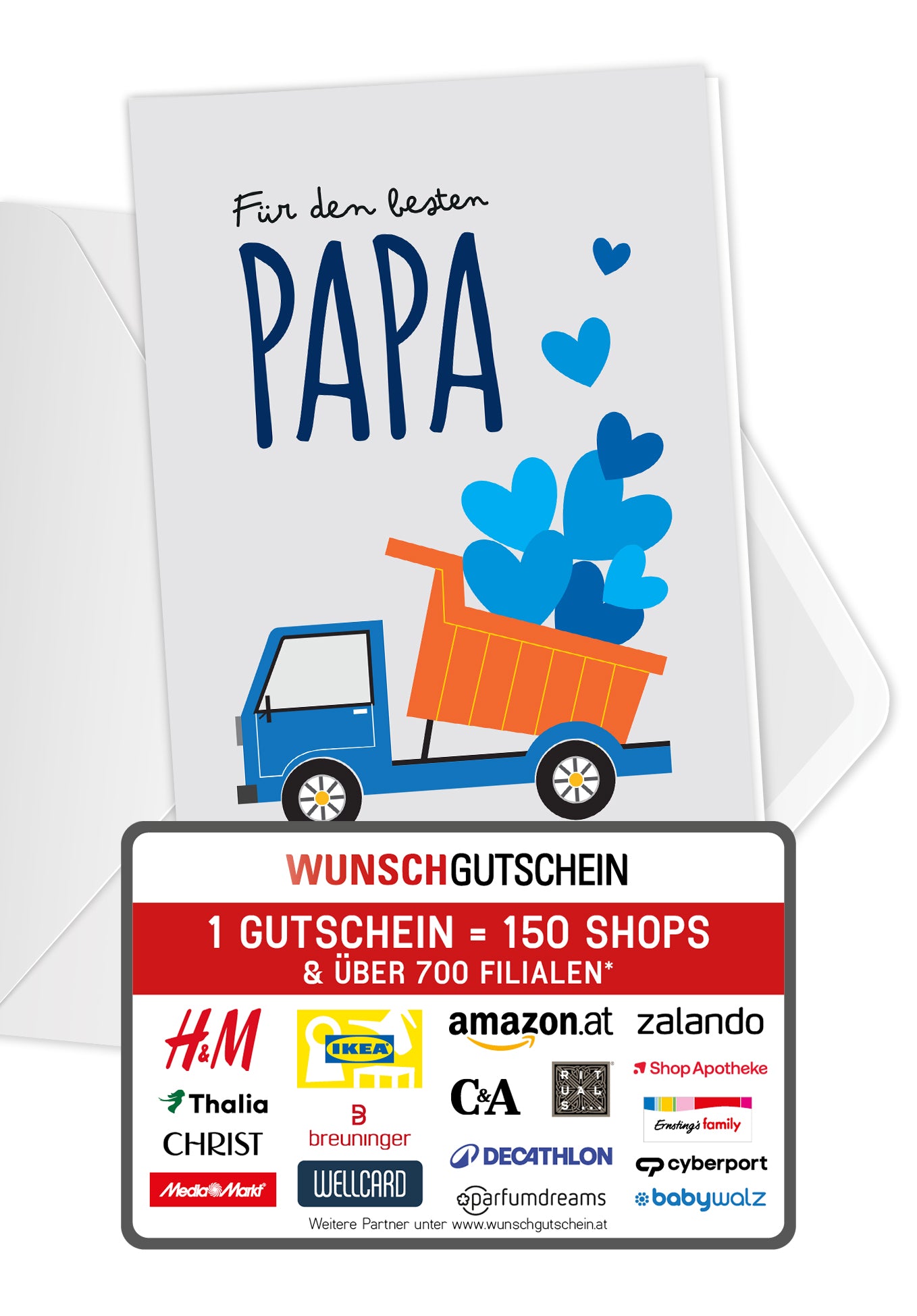 Für den besten Papa - Laster Herzen Grau