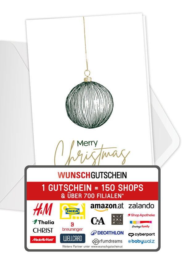 Merry Christmas - Christbaumkugel Grün Gold