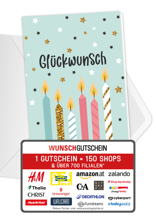 Glückwunsch - Kerzen und Sterne