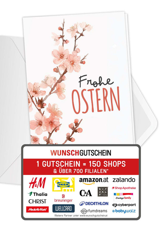 Frohe Ostern - Kirschblüten Aquarell