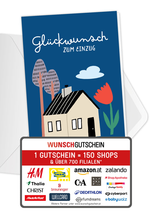 Glückwunsch zum Einzug - Haus Blume Blau