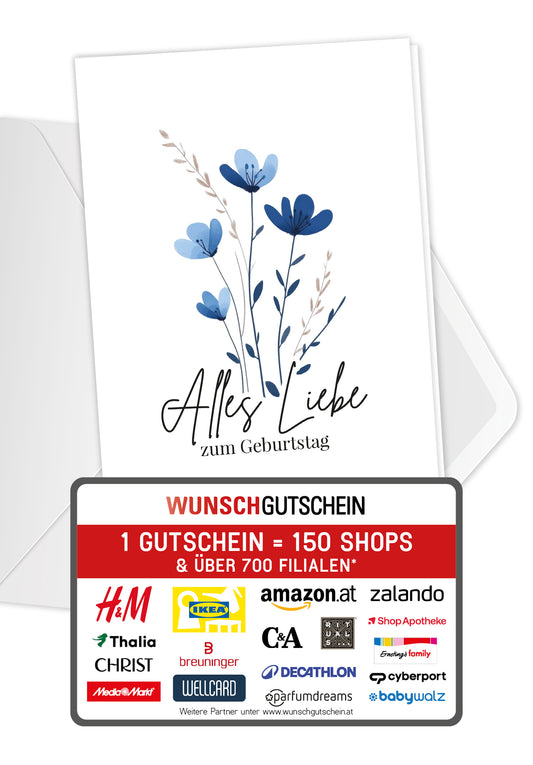 Alles Liebe zum Geburtstag - Blumen Blau