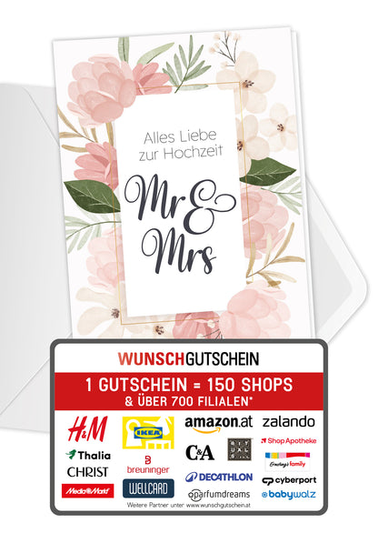 Alles Liebe zur Hochzeit Mr & Mrs - Blumen Rosa PDF
