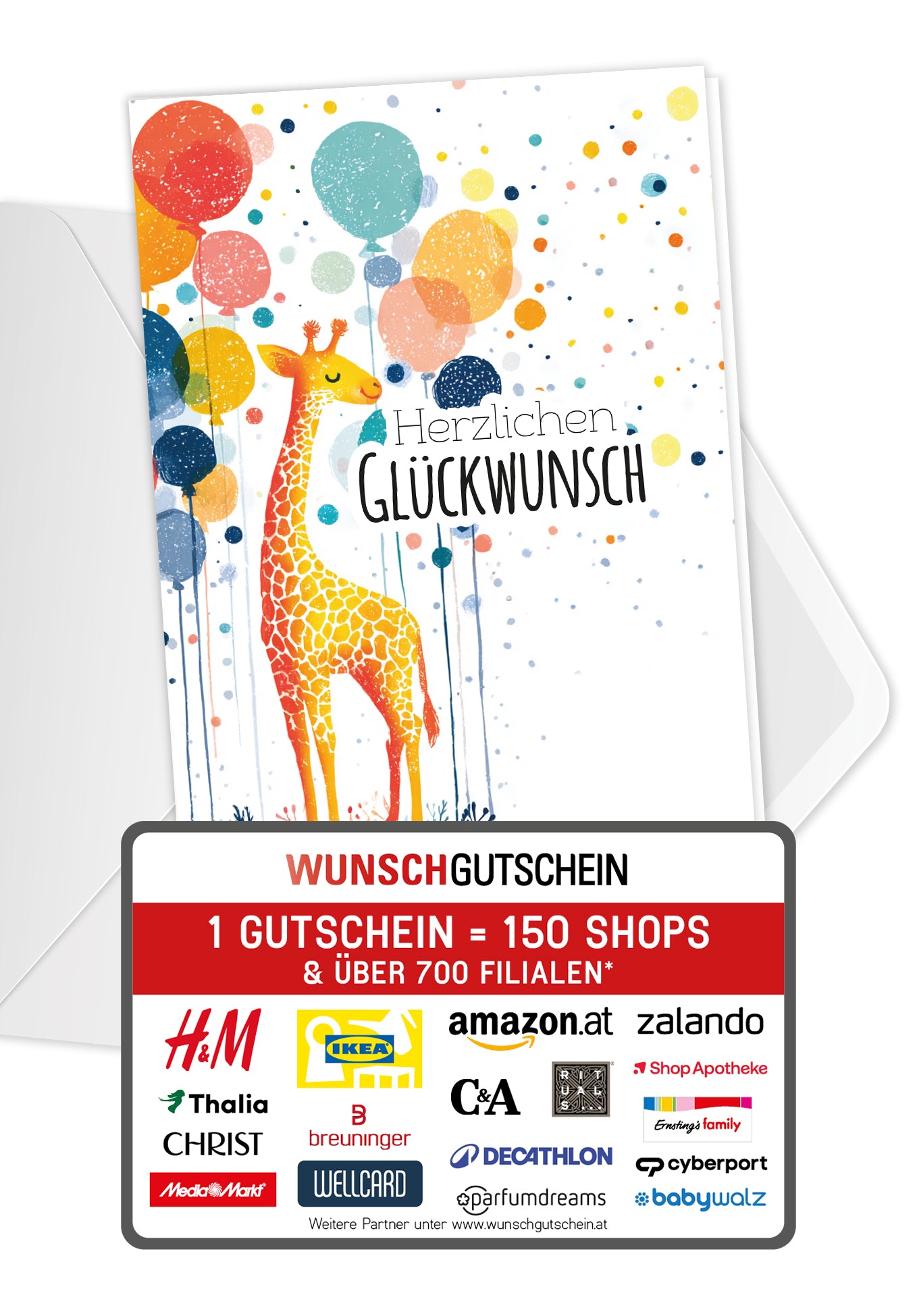 Herzlichen Glückwunsch - Giraffe und Ballons PDF