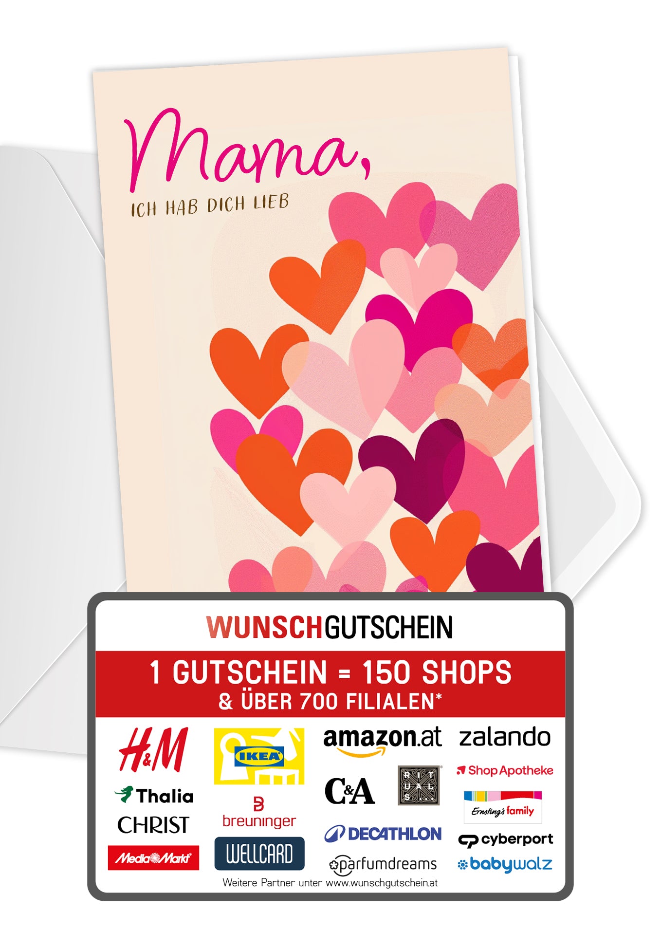 Mama ich hab dich lieb - Herzen Pink Orange