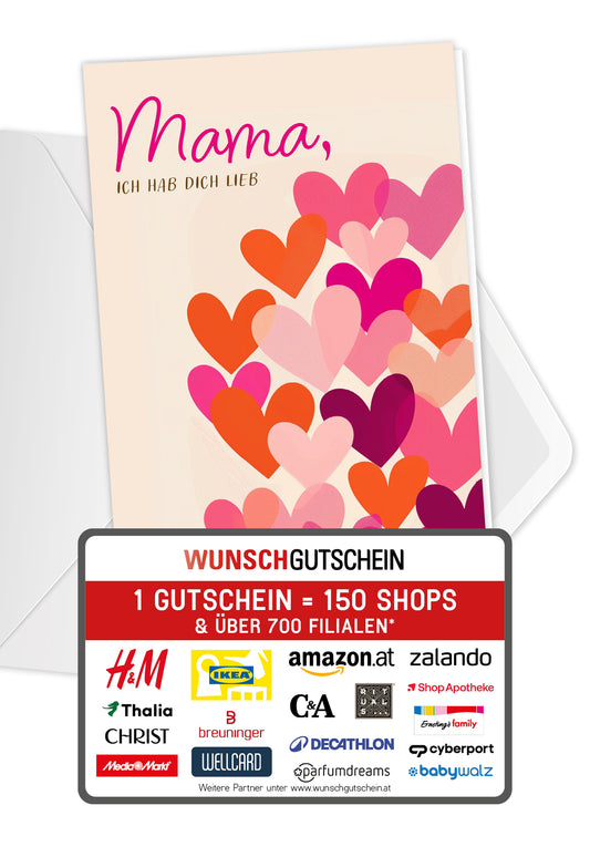 Mama ich hab dich lieb - Herzen Pink Orange