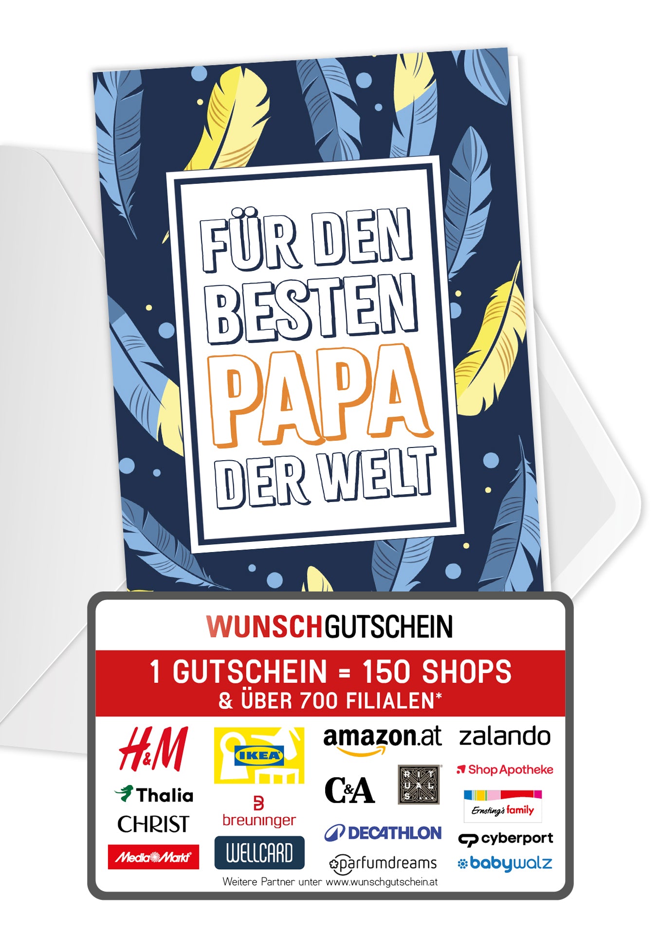 Für den besten Papa der Welt - Federn Blau Gelb