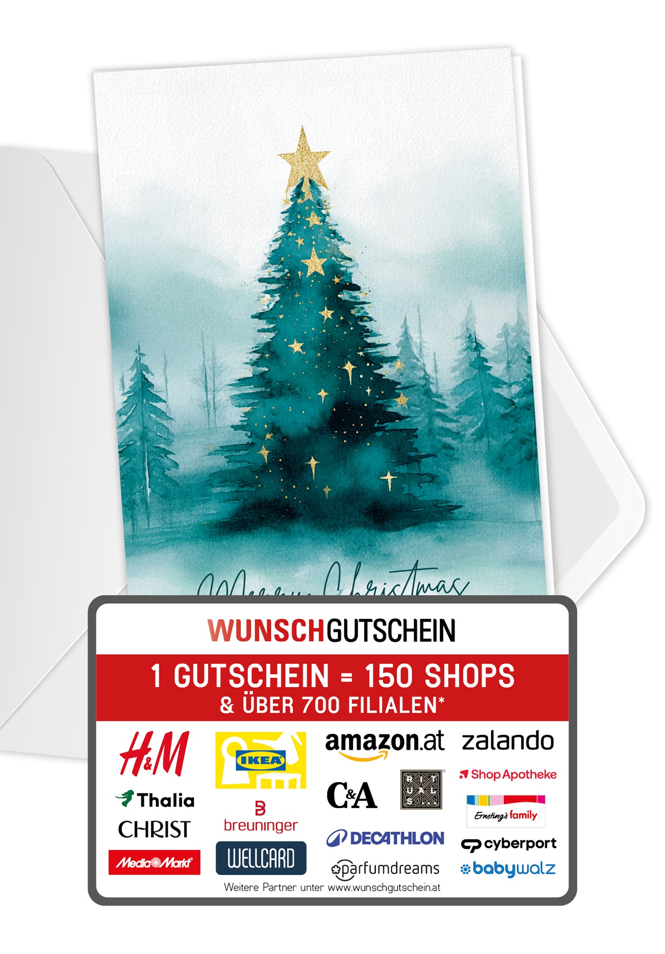 Frohe Weihnachten - Tannenbaum Aquarell Grün