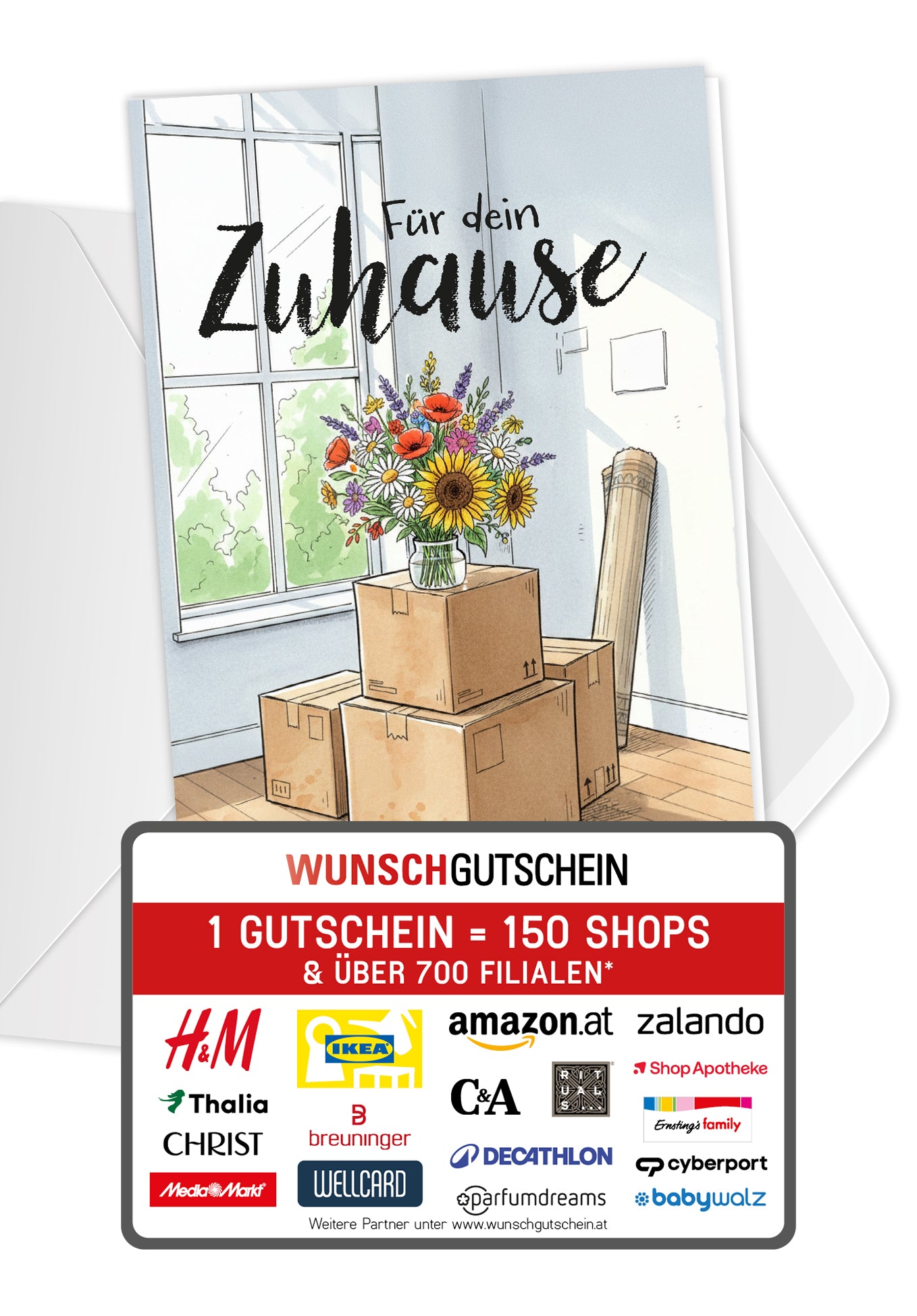 Für dein Zuhause - Blumenstrauß und Kartons