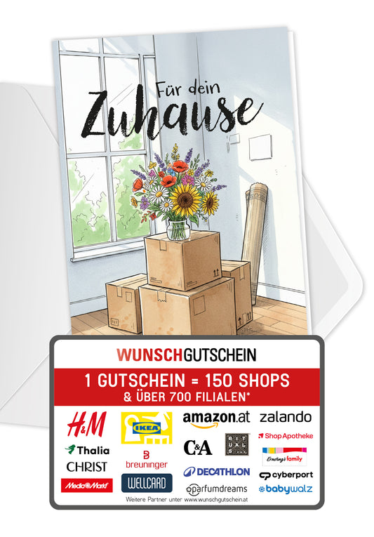 Für dein Zuhause - Blumenstrauß und Kartons