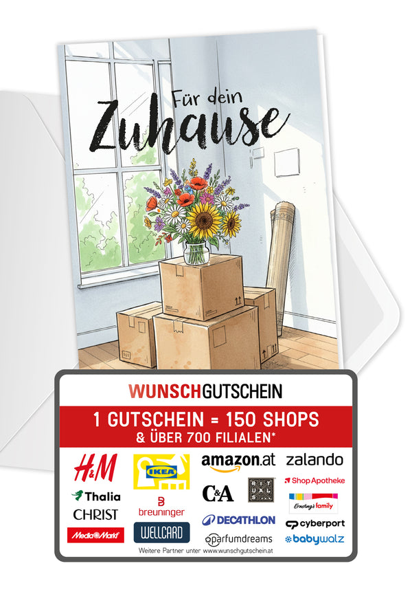 Für dein Zuhause - Blumenstrauß und Kartons