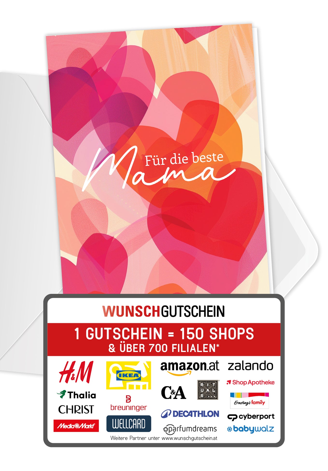 Für die beste Mama - Herzen Pink Orange