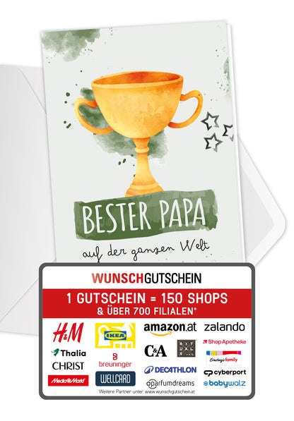 Bester Papa auf der ganzen Welt - Pokal Wasserfarbe Grün