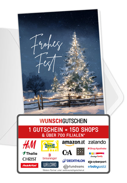 Frohes Fest - Tanne Leuchtend Blau